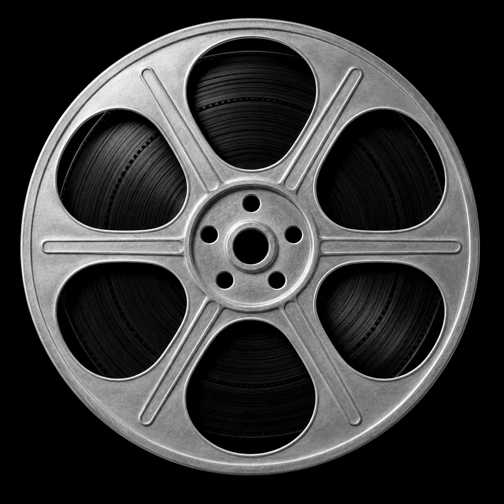 Bobine de cinema com película enrolada